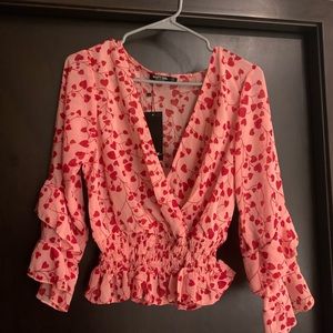 Nasty Gal ruffle heart blouse